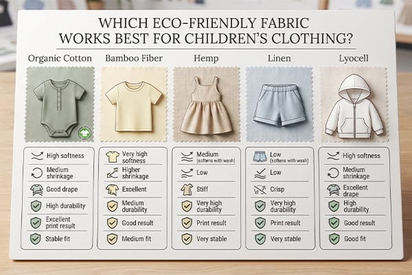 organic cotton bamboo hemp linen lyocell for kidswear